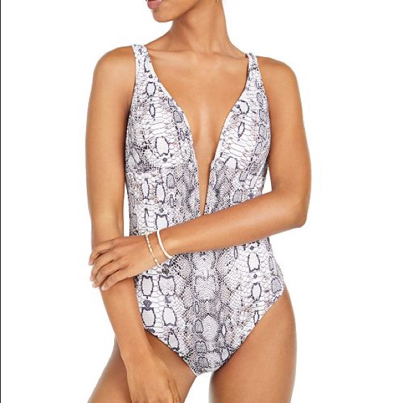 Bar Lll Python Deep V One Piece Bathing Suit